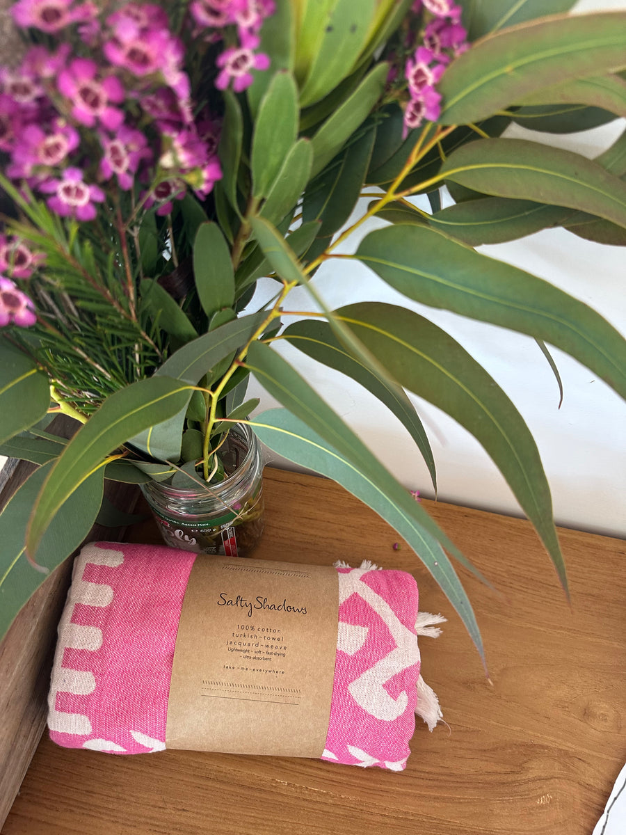 Pink Aztec Turkish towel  Charity suicide support