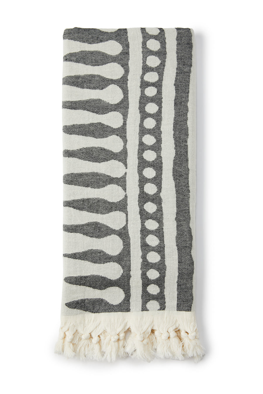 Tribal Stripe Turkish Towel Black & Cream