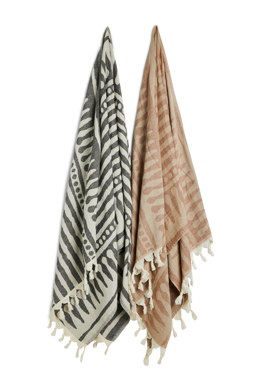 Tribal Stripe Turkish Towel Black & Cream