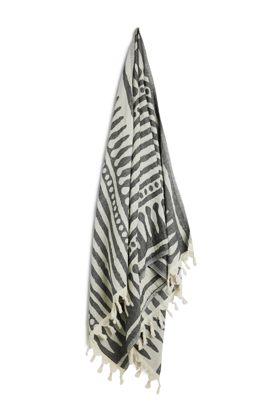 Tribal Stripe Turkish Towel Black & Cream