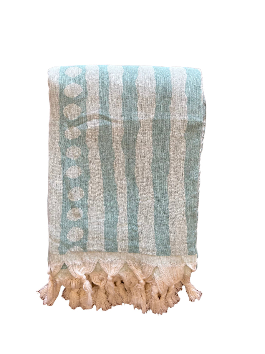 Mint & Sage Tribal Stripe Turkish Towel