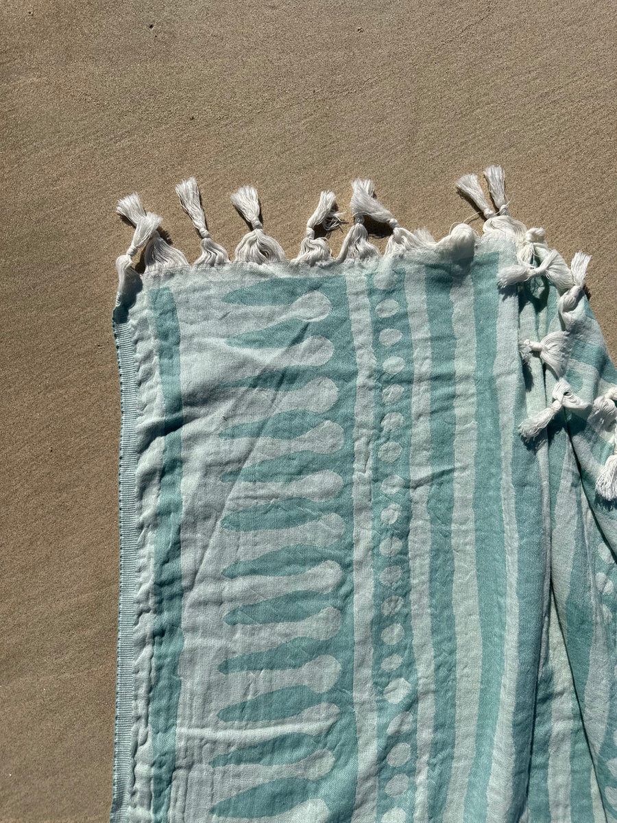 Mint & Sage Tribal Stripe Turkish Towel