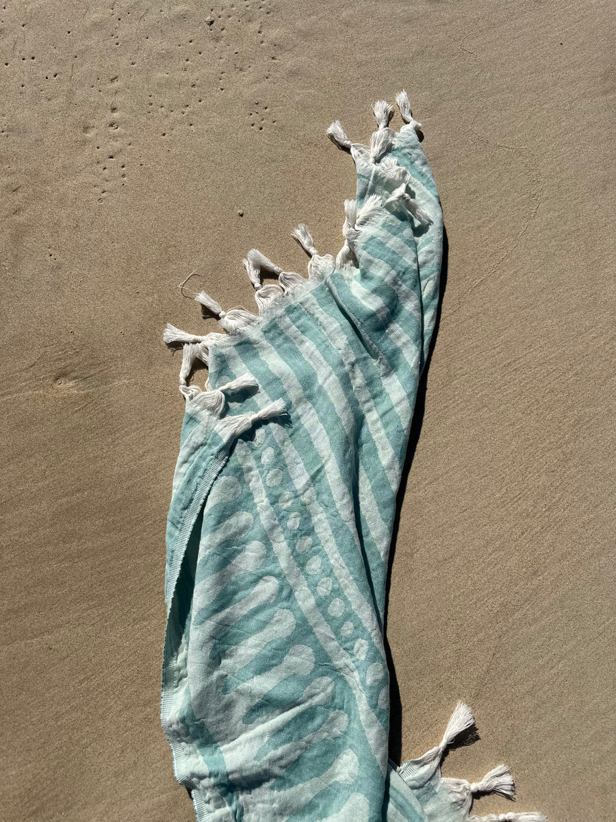 Mint & Sage Tribal Stripe Turkish Towel