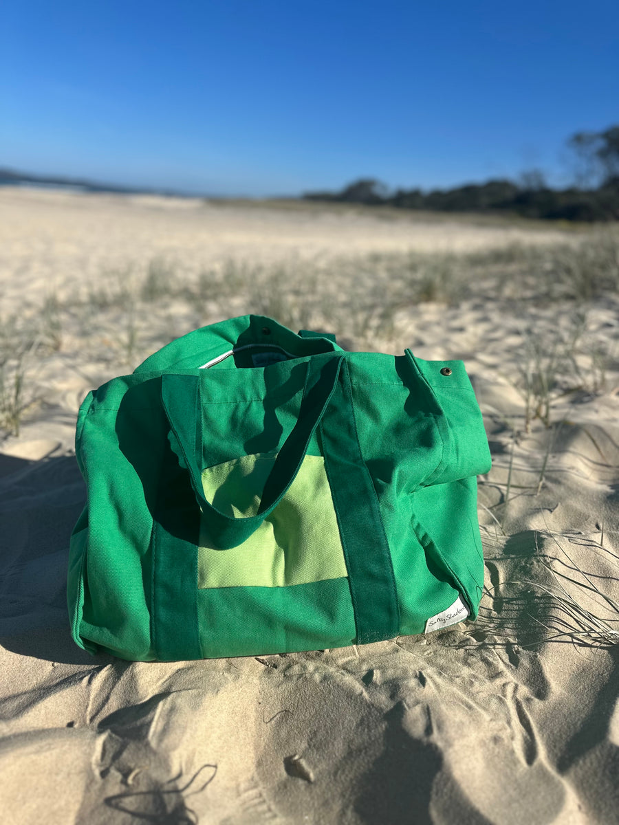 Apple Green Oversized Canvas Beach Bag
