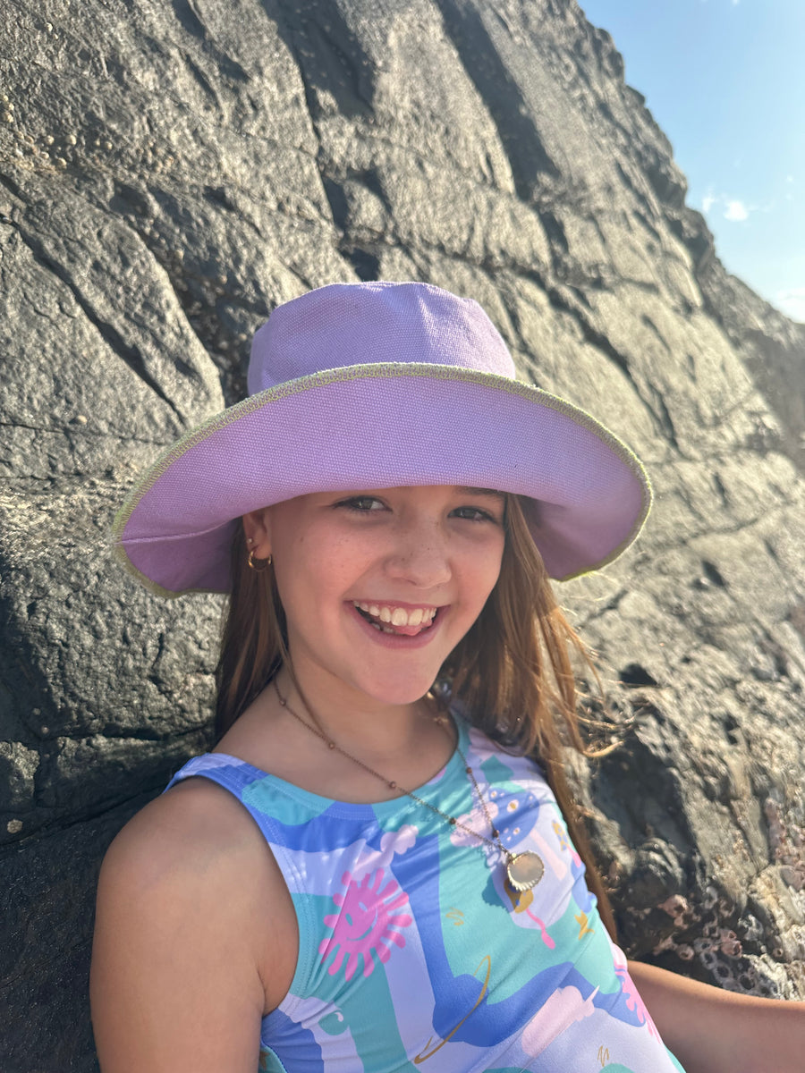 Kids Cotton Bucket Hat Contrast Edge