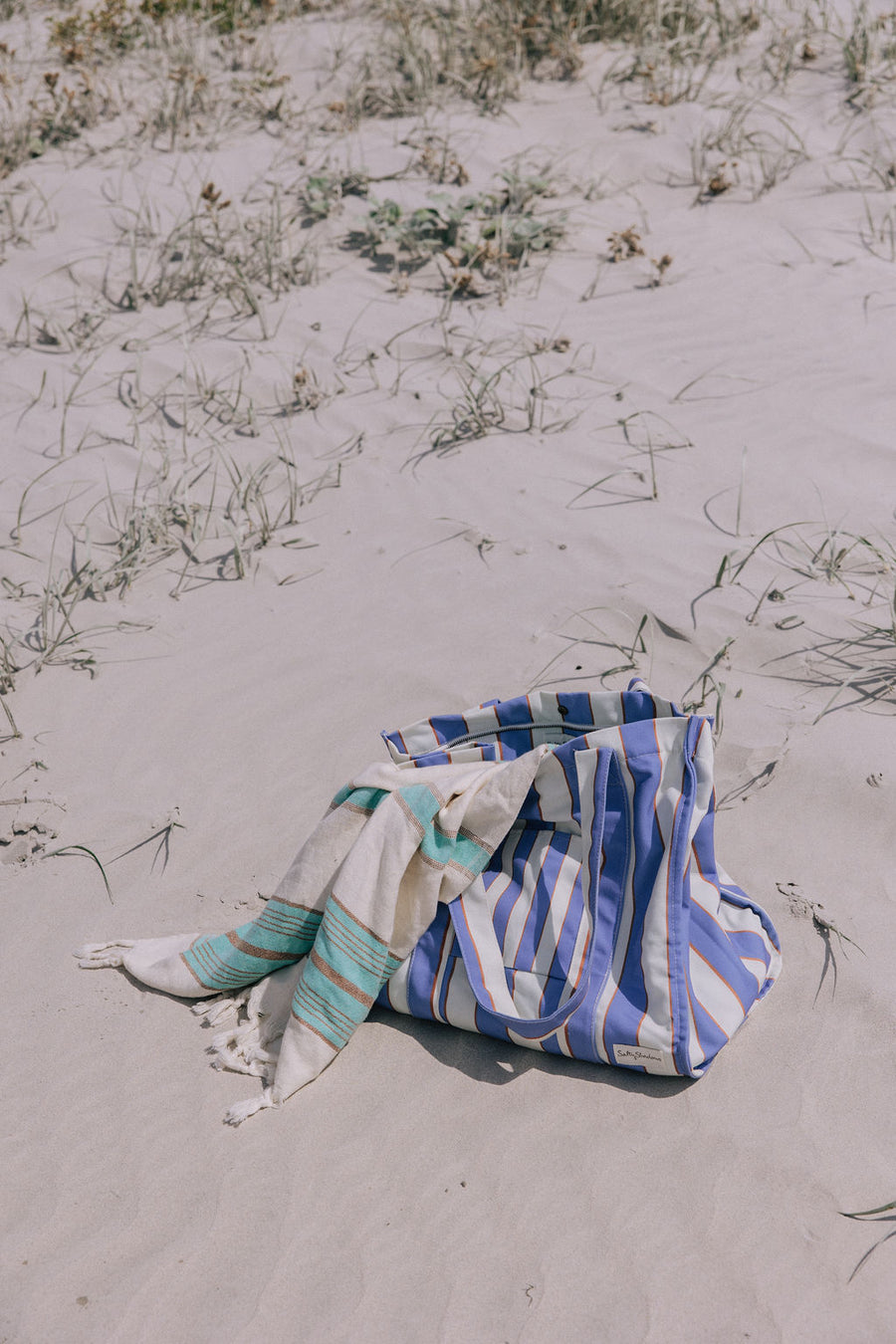 Blue Stripe Oversized Canvas Beach Bag
